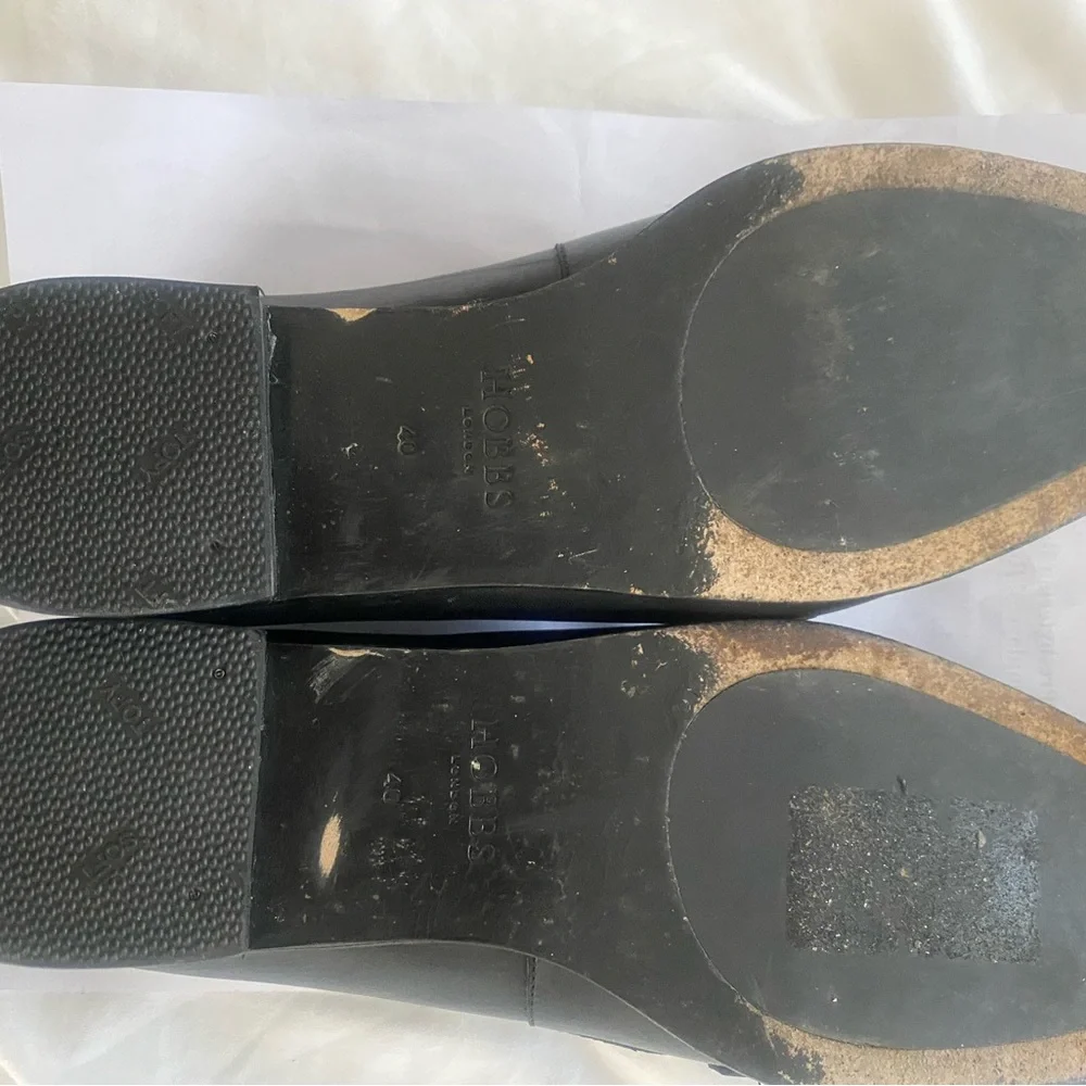 Hobbs Black narrow Loafers with Gold Accent - Picture 4 of 6